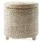 Casafield 17" Round Storage Ottoman with Lid, Handwoven Water Hyacinth Footstool for Living Room, Bedroom, Bathroom, Home Office